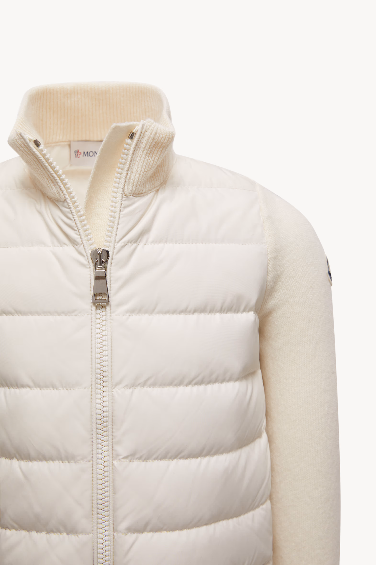 Padded Wool Zip-Up Cardigan Girl White Moncler 5